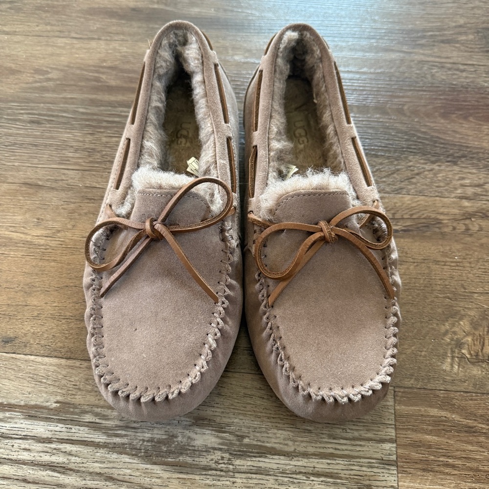 UGG Brown Suede Moccasin Slippers 8 - Picture 2 of 8